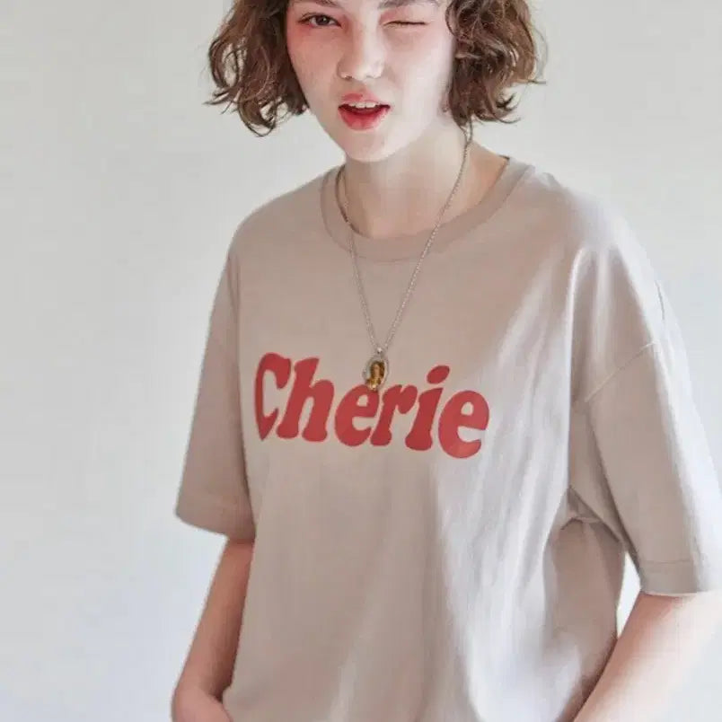 [BUNJANG] Cliff CHERIE TEE Beige Gray Cotton T-Shirt / 클리프/ CHERIE TEE(베이지그레이, 새상품)