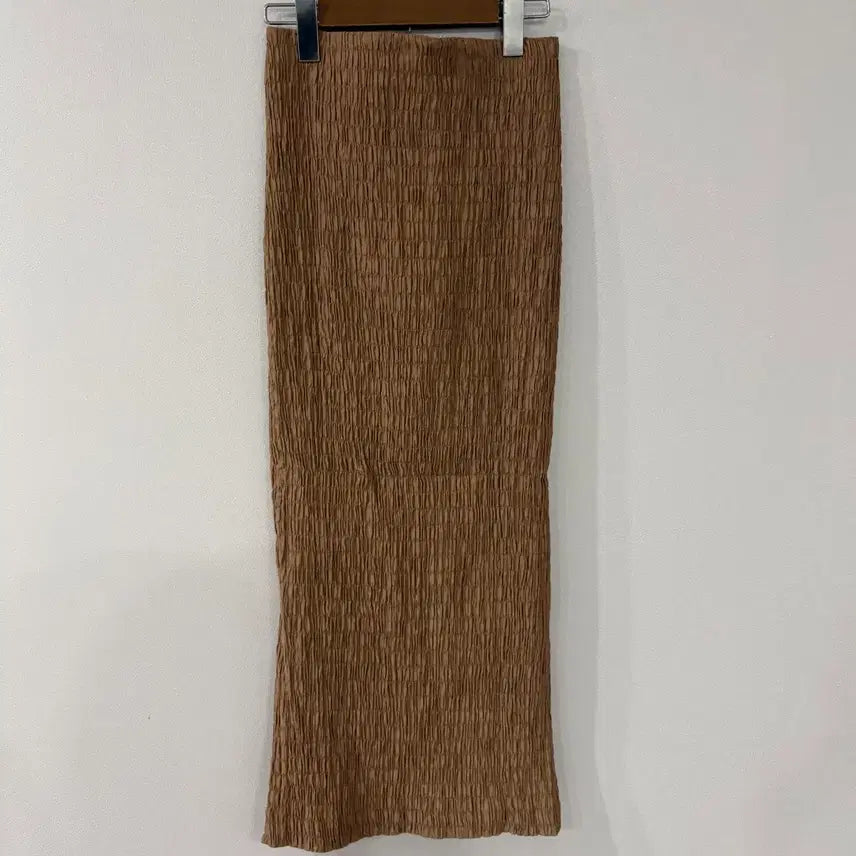 [BUNJANG] TIME Postmodern Shirring Long Skirt Brown / 타임 포스트모던 셔링 롱 스커트 브라운 64-94