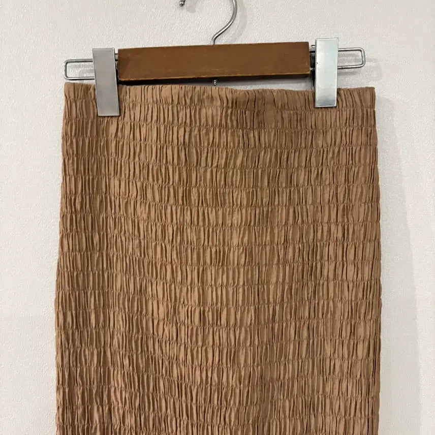[BUNJANG] TIME Postmodern Shirring Long Skirt Brown / 타임 포스트모던 셔링 롱 스커트 브라운 64-94
