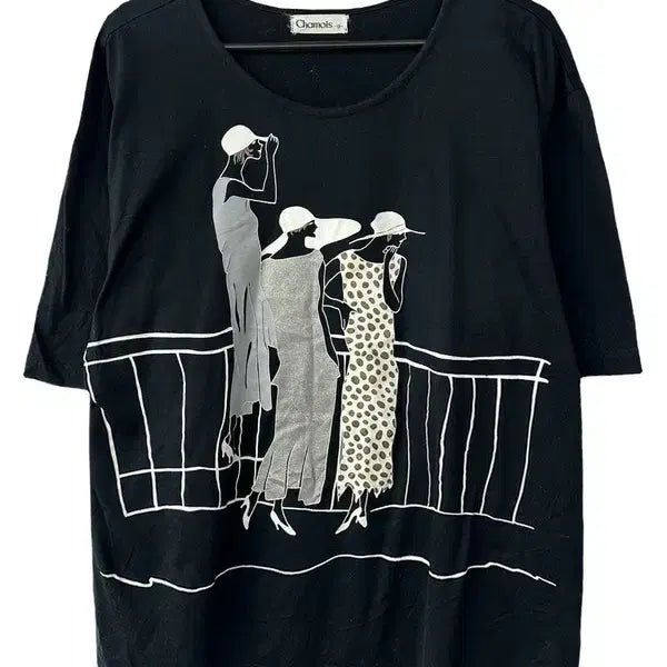 [BUNJANG] CHAMOIS Graphic Short Sleeve T-shirt Black / [L] CHAMOIS 그래픽 반팔티 블랙
