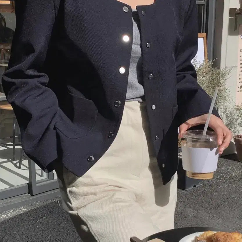 [BUNJANG] GED Cropped Tweed Jacket Size 2 / ged 게드 샵게드 스냅 크롭 자켓 2사이즈