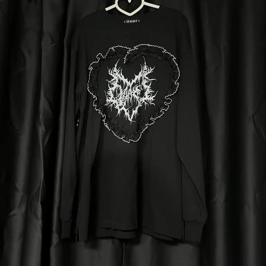 [BUNJANG] Gothic Gothpunk Heart Lace Long Sleeve Top / 고딕 고스펑크 하트 레이스 롱슬리브