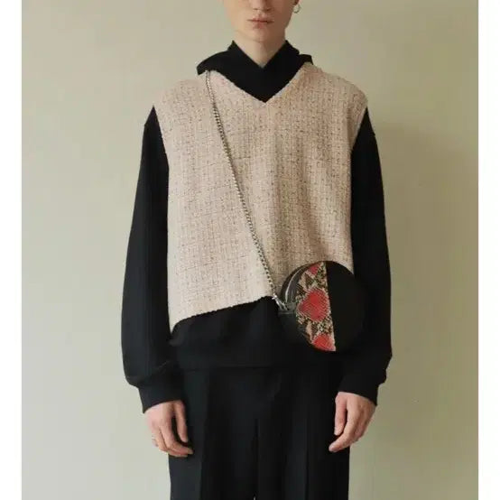 [BUNJANG] Crush Again Pink Tweed Vest / 크러쉬어게인 핑크 트위드 베스트