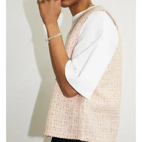 [BUNJANG] Crush Again Pink Tweed Vest / 크러쉬어게인 핑크 트위드 베스트