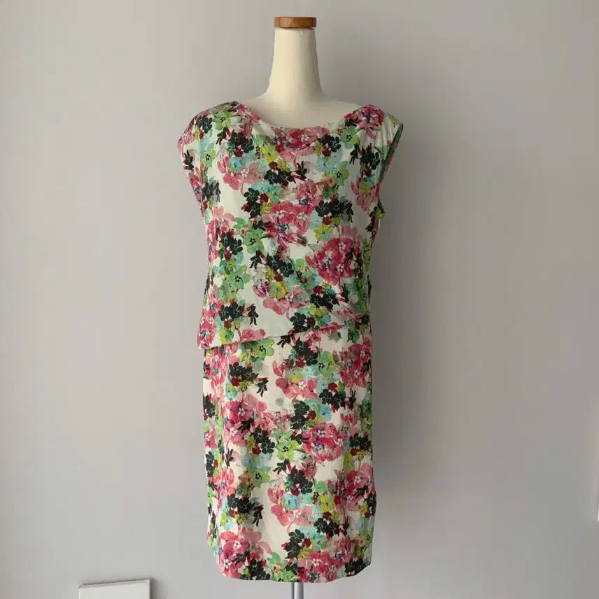 [BUNJANG] MICHAA Flower/Green Pattern Dress (Size 55) / 미샤 플라워/그린 패턴 원피스 55