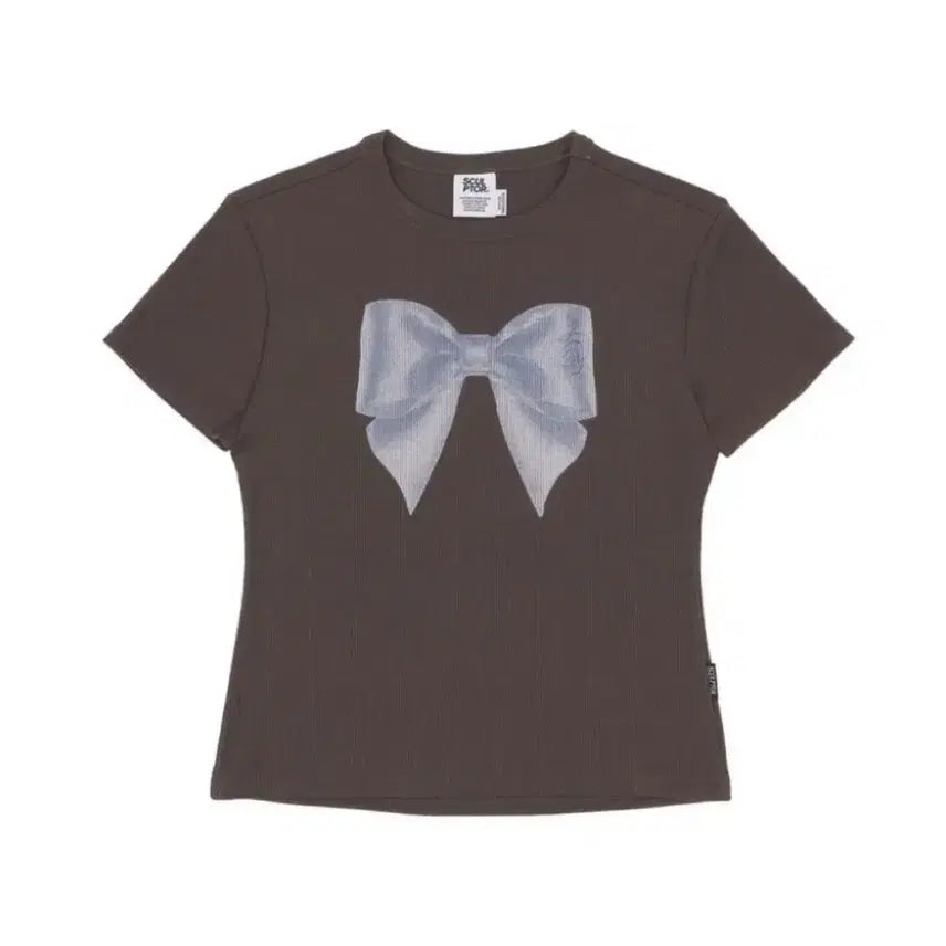 [SOLD OUT] 스컬프터 빅 보우 크롭 리본 탑 브라운 s