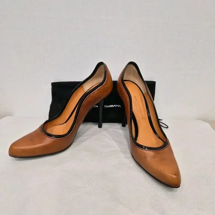 [BUNJANG] Dolce &amp; Gabbana Brown Leather Pumps Heel Shoes / DOLCE&amp;GABBANA 돌체앤가바나 정품 여성 구두 브라운 펌프스힐