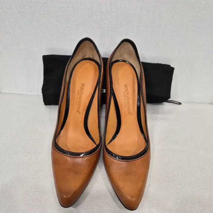[BUNJANG] Dolce &amp; Gabbana Brown Leather Pumps Heel Shoes / DOLCE&amp;GABBANA 돌체앤가바나 정품 여성 구두 브라운 펌프스힐
