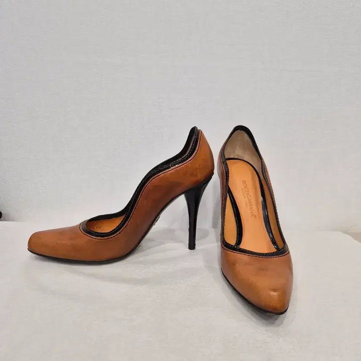 [BUNJANG] Dolce &amp; Gabbana Brown Leather Pumps Heel Shoes / DOLCE&amp;GABBANA 돌체앤가바나 정품 여성 구두 브라운 펌프스힐