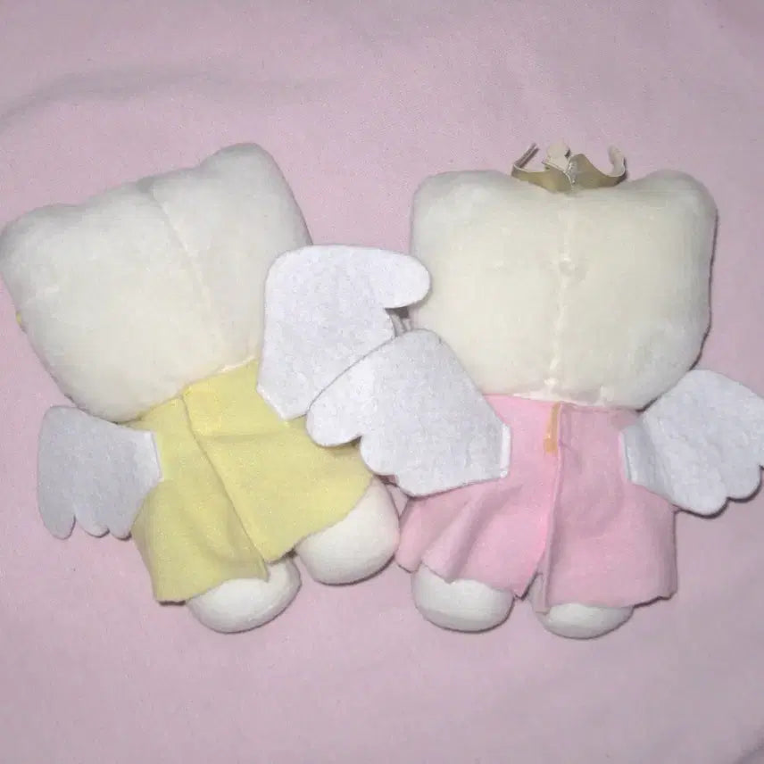[BUNJANG] Sanrio Hello Kitty Angel Plush Set (Pink &amp; Yellow) / 산리오 키티 천사 엔젤 인형 핑크 옐로우 빈티지 인형 (일괄)
