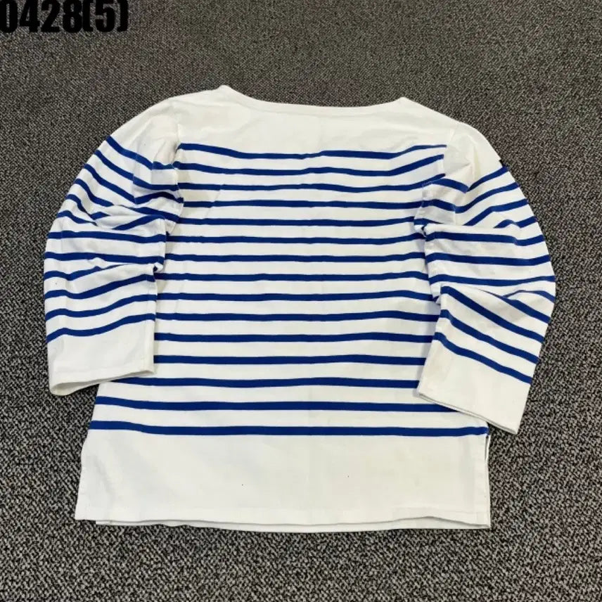 [BUNJANG] Saint James White/Blue Striped Long Sleeve T-Shirt / 세인트제임스 흰색/파란색 스트라이프 긴팔 티셔츠 0428