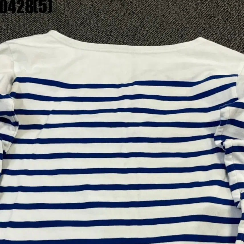 [BUNJANG] Saint James White/Blue Striped Long Sleeve T-Shirt / 세인트제임스 흰색/파란색 스트라이프 긴팔 티셔츠 0428