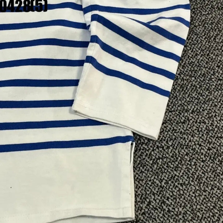 [BUNJANG] Saint James White/Blue Striped Long Sleeve T-Shirt / 세인트제임스 흰색/파란색 스트라이프 긴팔 티셔츠 0428