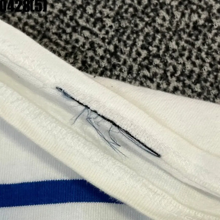 [BUNJANG] Saint James White/Blue Striped Long Sleeve T-Shirt / 세인트제임스 흰색/파란색 스트라이프 긴팔 티셔츠 0428