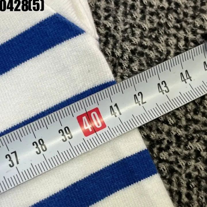 [BUNJANG] Saint James White/Blue Striped Long Sleeve T-Shirt / 세인트제임스 흰색/파란색 스트라이프 긴팔 티셔츠 0428