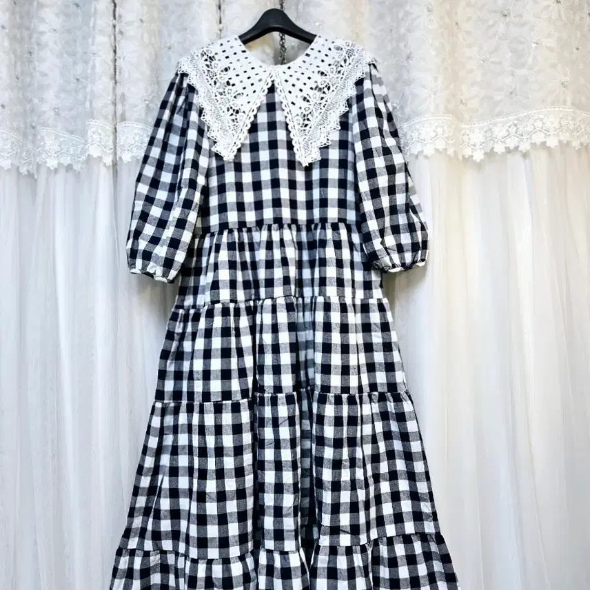 [BUNJANG] Lace Collar Long Dress / 레이스 카라 롱 원피스