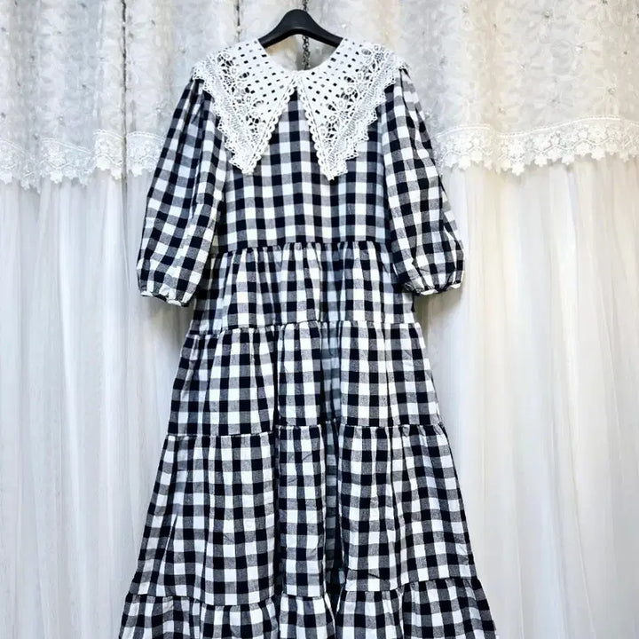 [BUNJANG] Lace Collar Long Dress / 레이스 카라 롱 원피스