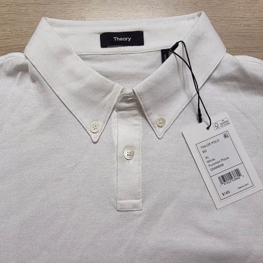 [BUNJANG] Theory White Pique Polo Shirt L (105) New / 띠어리 화이트 피케 폴로 카라티 L 105   새제품