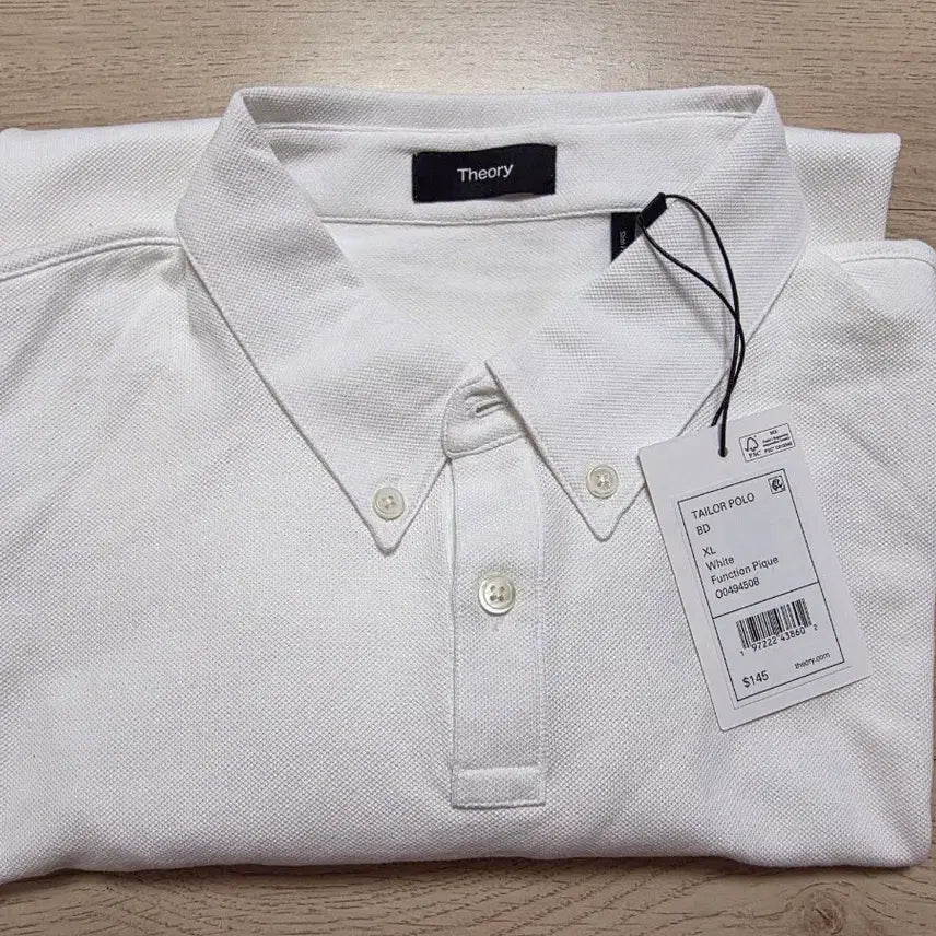 [BUNJANG] Theory White Pique Polo Shirt L (105) New / 띠어리 화이트 피케 폴로 카라티 L 105   새제품