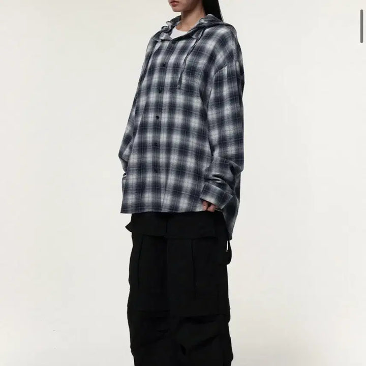 [BUNJANG] Checkered Hoodie Shirt / 아이돈워너셀 체크후드 셔츠