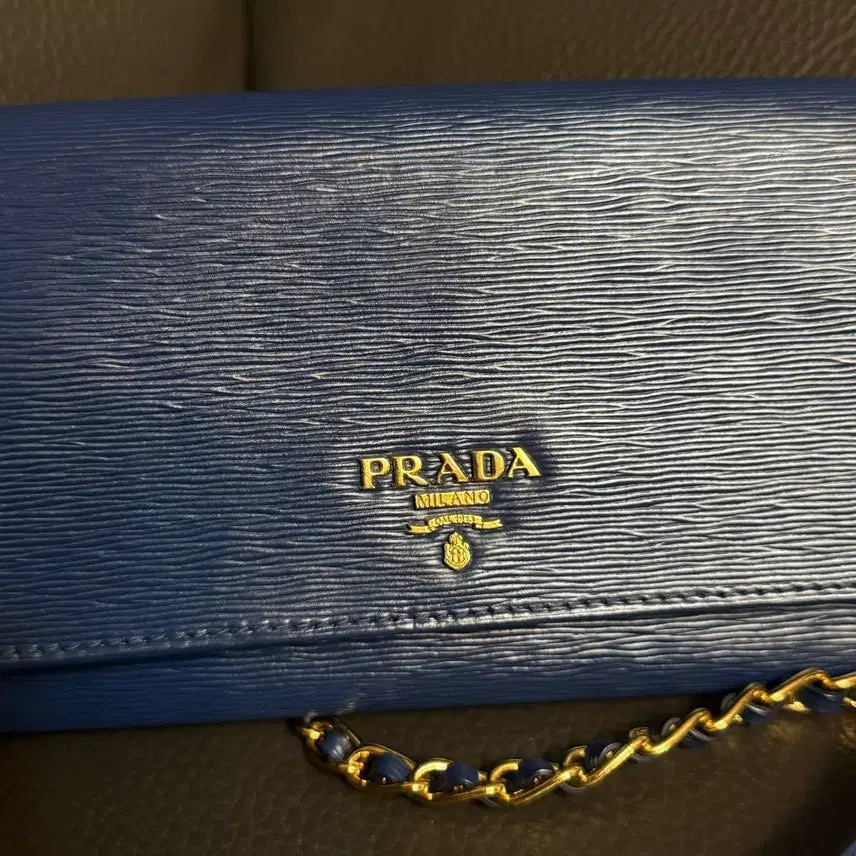 [BUNJANG] Prada Vitello Move Chain Wallet Bluette / 프라다 비텔로 무브 체인 월렛 블루에떼