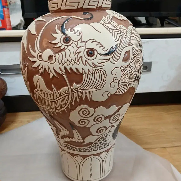 [BUNJANG] Dragon Relief Celadon Porcelain / 용충 도자기