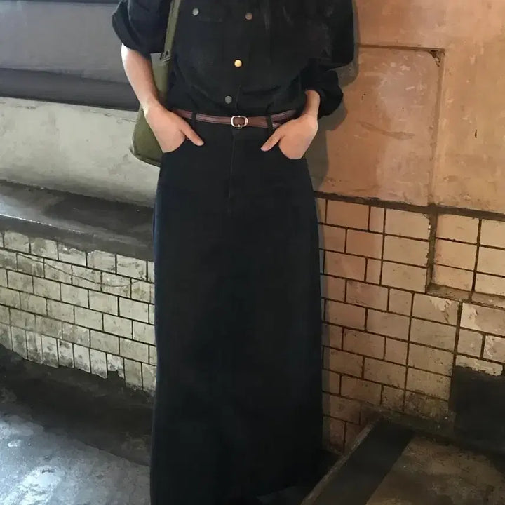 [BUNJANG] Withbloom Friends Denim Setup Shirt and Skirt Set / 위드블룸 프렌즈 데님 셋업