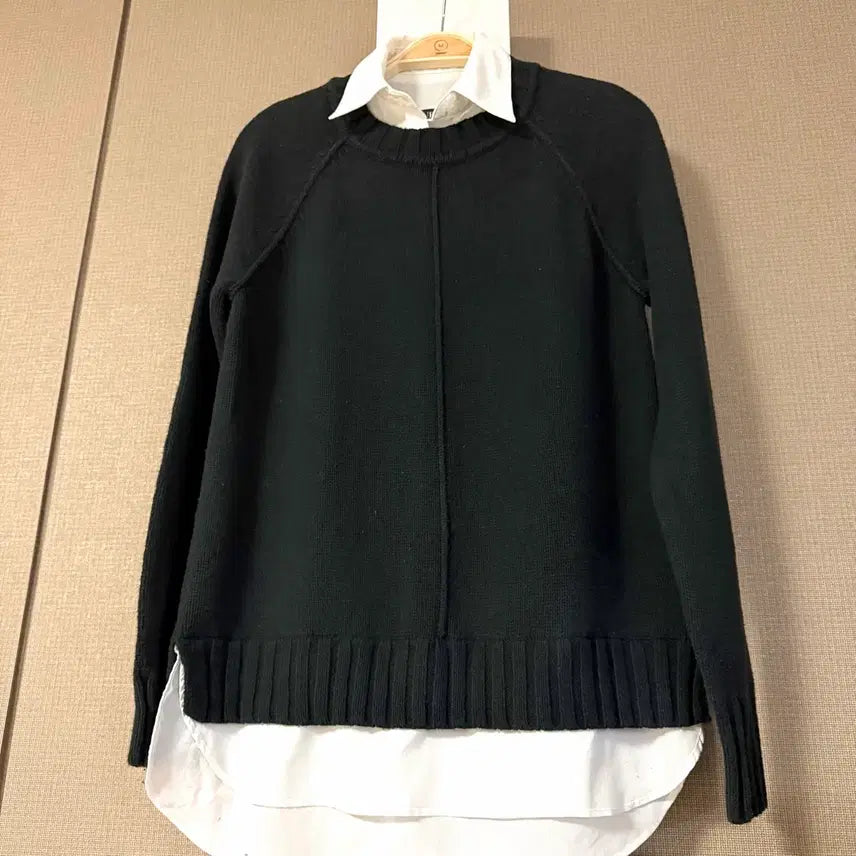 [BUNJANG] Polo Ralph Lauren Layered Knit Shirt / 폴로 랄프로렌 셔츠 카라 레이어드 니트 블랙 올드머니 출근룩