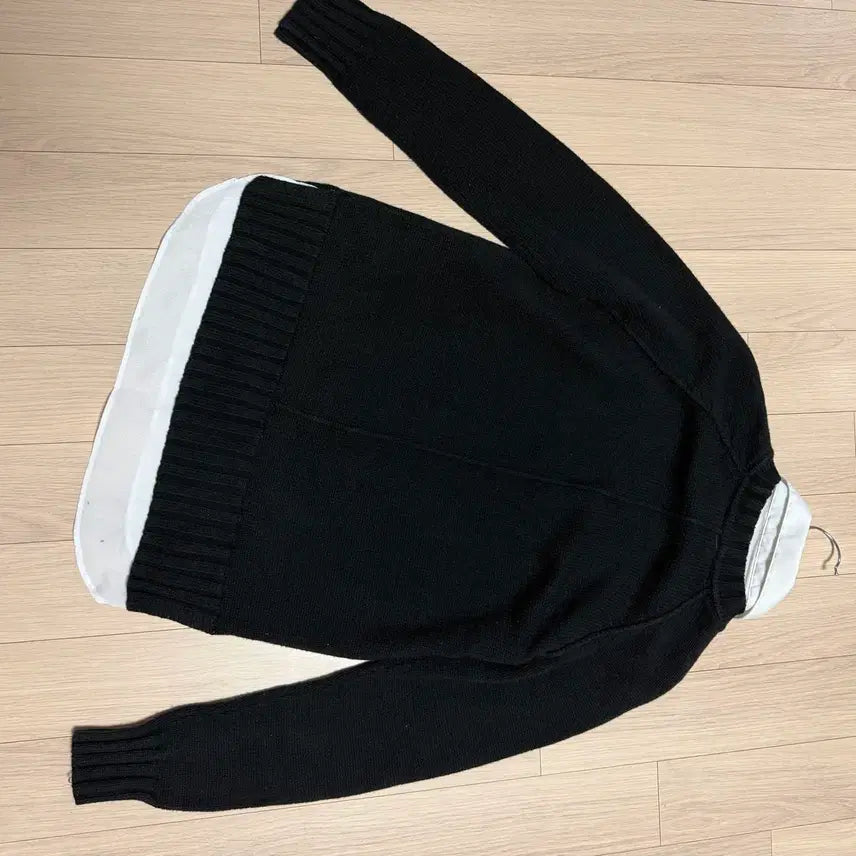 [BUNJANG] Polo Ralph Lauren Layered Knit Shirt / 폴로 랄프로렌 셔츠 카라 레이어드 니트 블랙 올드머니 출근룩