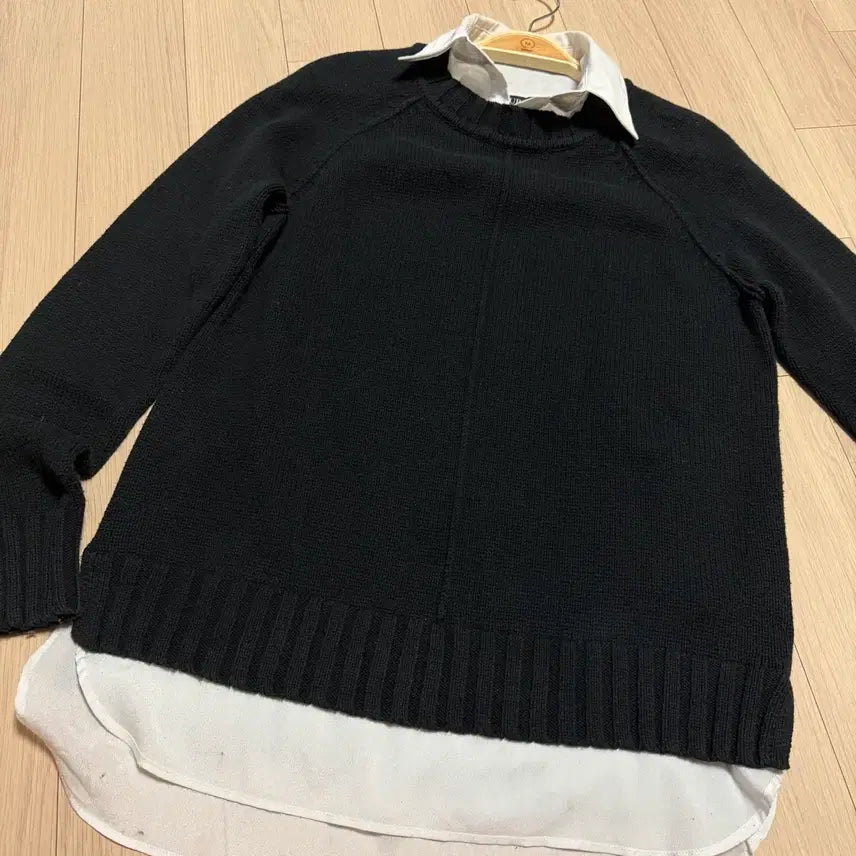 [BUNJANG] Polo Ralph Lauren Layered Knit Shirt / 폴로 랄프로렌 셔츠 카라 레이어드 니트 블랙 올드머니 출근룩