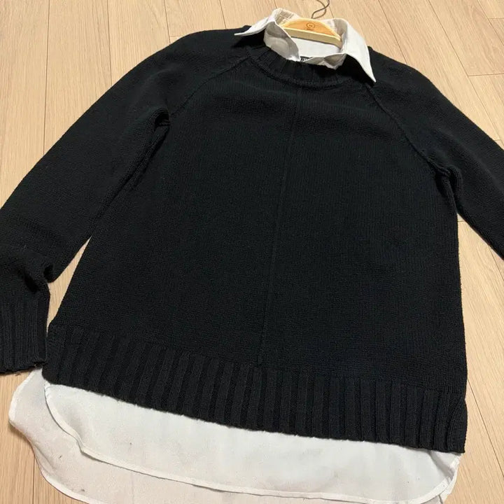 [BUNJANG] Polo Ralph Lauren Layered Knit Shirt / 폴로 랄프로렌 셔츠 카라 레이어드 니트 블랙 올드머니 출근룩