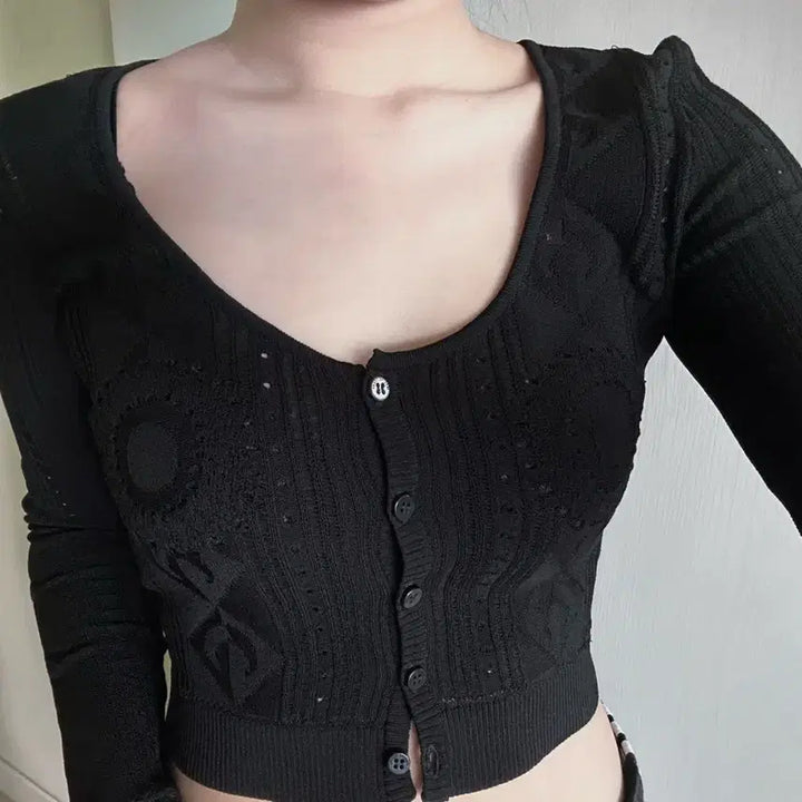 [BUNJANG] Marine Serre Pointelle Cardigan Black XS / 마린세르 포인텔 가디건 xs