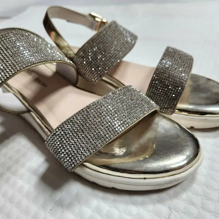 [BUNJANG] SSIM Gold Cubic Sandals Slippers Size 250 / SSIM 골드 큐빅 샌들 슬리퍼 250