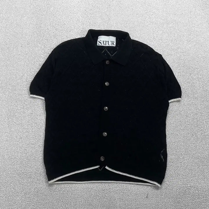 [BUNJANG] Satur Pez Cable Collar Half Knit Cardigan / 세터 Satur 페즈 케이블 칼라 하프 니트 가디건