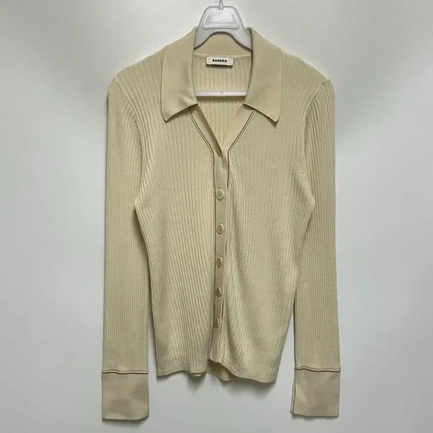 [BUNJANG] Sandro Spread Collar Ribbed Cardigan Ivory / [여자-2 (85)]산드로 스프레드 칼라 립 가디건