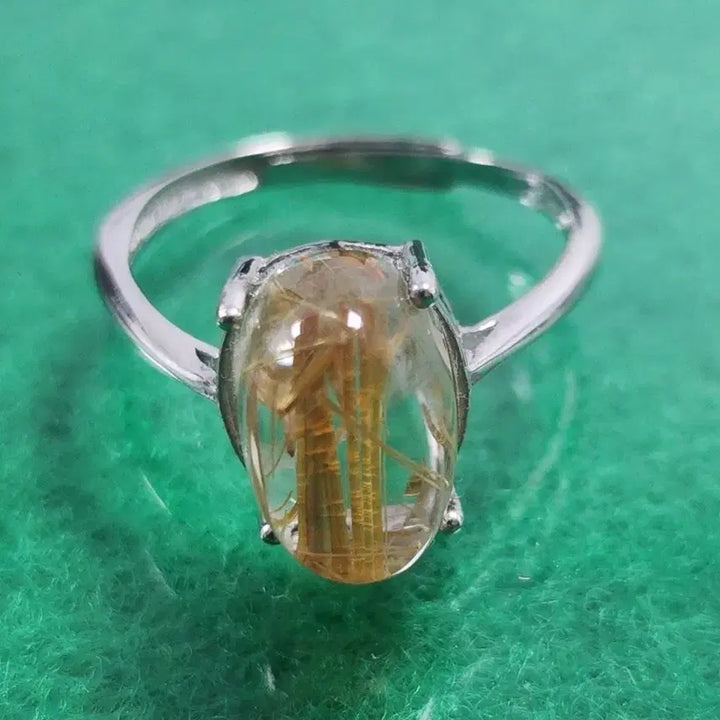 [BUNJANG] Gold Rutilated Quartz Bracelet and Ring Set / 골드루틸 쿼츠(금침수정) 천연원석 팔찌와 반지 일괄