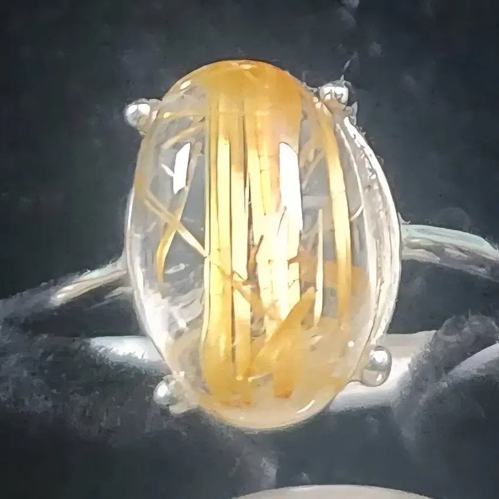 [BUNJANG] Gold Rutilated Quartz Bracelet and Ring Set / 골드루틸 쿼츠(금침수정) 천연원석 팔찌와 반지 일괄