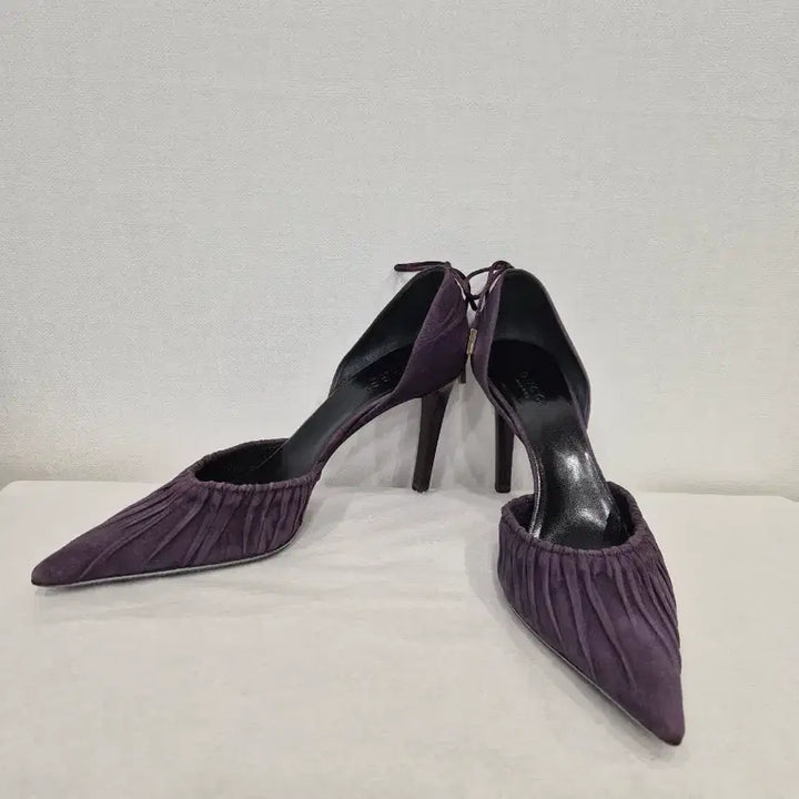 [BUNJANG] Gucci Purple Suede Pleated Heel Pumps / GUCCI 구찌 정품 여성 구두 스웨이드 플리츠 힐 퍼플