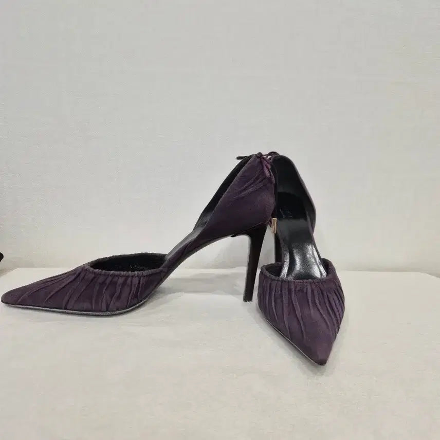 [BUNJANG] Gucci Purple Suede Pleated Heel Pumps / GUCCI 구찌 정품 여성 구두 스웨이드 플리츠 힐 퍼플