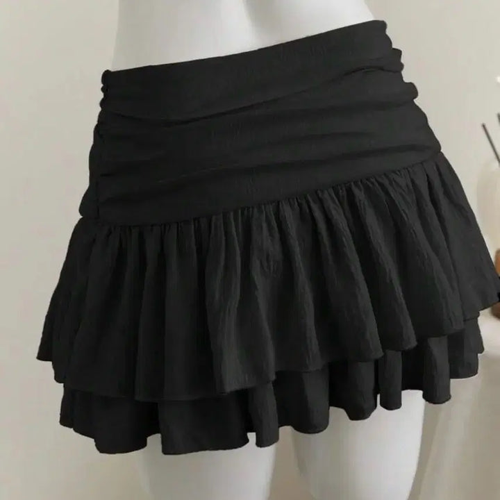 [BUNJANG] SHEIN Double Layer Mini Skirt Black / 쉬인) 새상품) 더블 레이어 미니 스커트 치마 블랙