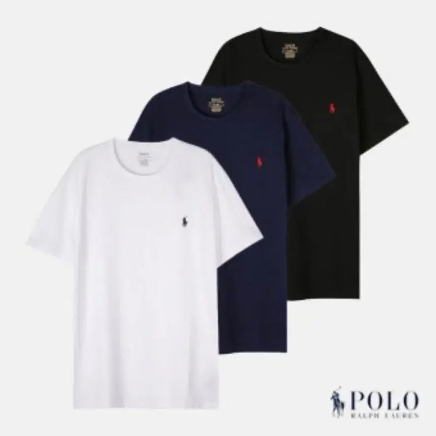 [BUNJANG] Polo Unisex Classic Round Short Sleeve T-shirts / 폴로 남녀공용 클래식 라운드 반팔티s 화이트/네이비