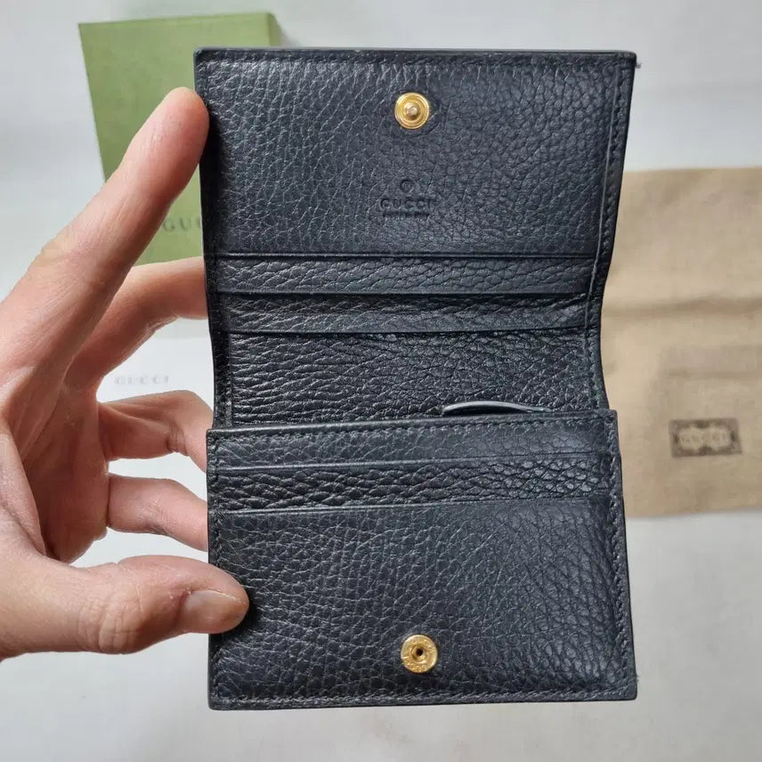[BUNJANG] Gucci GG Marmont Leather &amp; Supreme Canvas Bicolor Card Case Wallet / [새상품급,풀구성] 구찌 GG 마몽 가죽, 수프림 캔버스 카드지갑