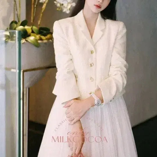 [BUNJANG] MilkCocoa Ivory Tweed Jacket / 밀크코코아 아이보리 트위드 자켓