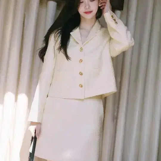 [BUNJANG] MilkCocoa Ivory Tweed Jacket / 밀크코코아 아이보리 트위드 자켓