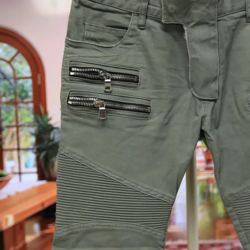 [BUNJANG] Balmain Zipper Detail Biker Pants / 발망 지퍼 디테일 바이커 팬츠