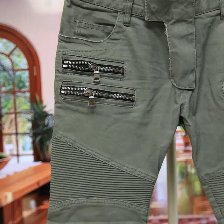 [BUNJANG] Balmain Zipper Detail Biker Pants / 발망 지퍼 디테일 바이커 팬츠