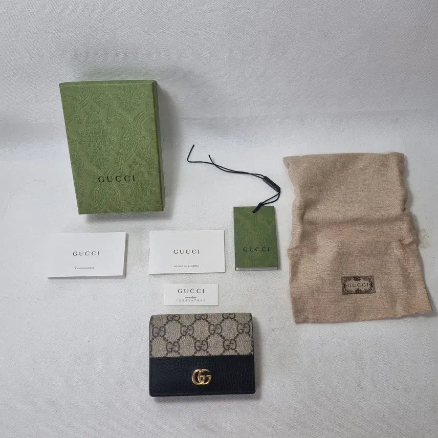 [BUNJANG] Gucci GG Marmont Leather &amp; Supreme Canvas Bicolor Card Case Wallet / [새상품급,풀구성] 구찌 GG 마몽 가죽, 수프림 캔버스 카드지갑