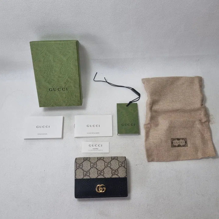[BUNJANG] Gucci GG Marmont Leather &amp; Supreme Canvas Bicolor Card Case Wallet / [새상품급,풀구성] 구찌 GG 마몽 가죽, 수프림 캔버스 카드지갑
