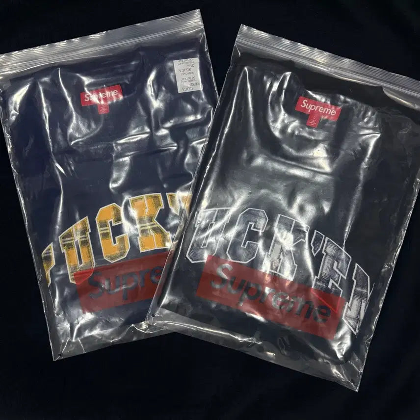 [BUNJANG] Supreme Puckered Plaid Short Sleeve Top T-Shirt / 슈프림 퍽 음 플레이드 숏슬리브 탑 티셔츠 네이비,블랙 XL-26SS
