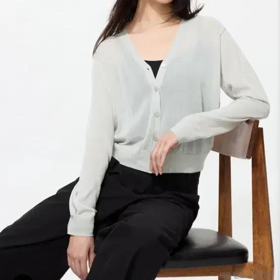 [BUNJANG] Uniqlo SS V-Neck Cardigan - Grey, Size S / 새상품 유니클로 ss 가디건 그레이 s